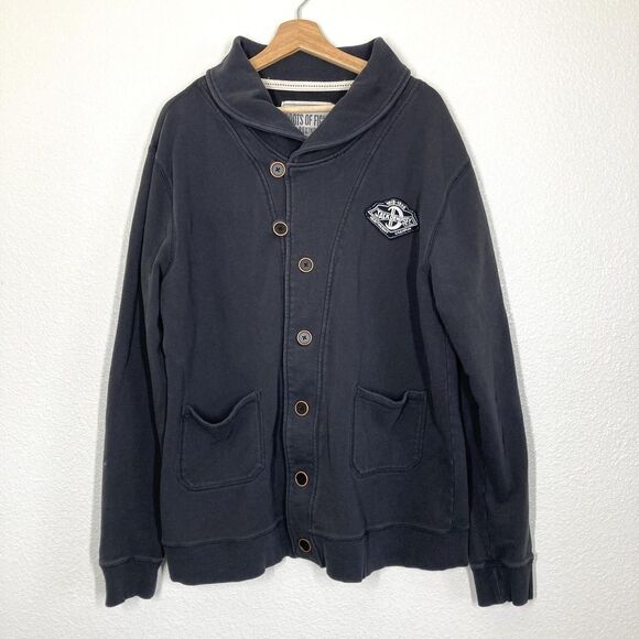 Roots of Fight Sweater Mens 3XL Black Shawl Collar Cardigan Jack Dempsey Boxing - Picture 1 of 14